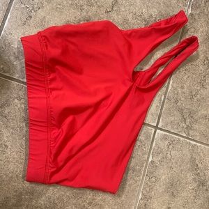 Red one shoulder cut out top